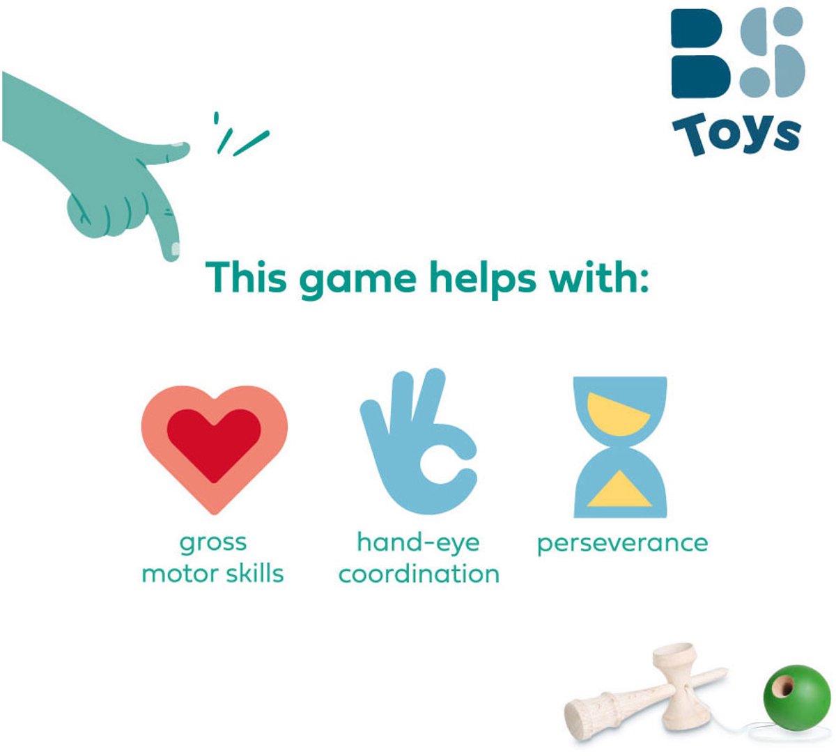 BS Toys Kendama Spel - Vangspel - Japanse Behendigheidsspel vanaf 8 Jaar - Vangbal - Kinder Speelgoed - Houten Spel - Coördinatie Training - Kendama spel - Houten speelgoed — afbeelding 6