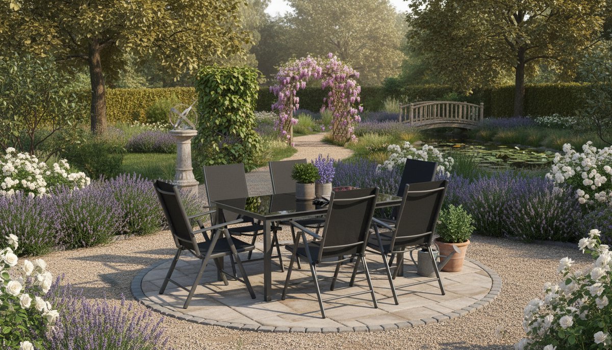 Tuinset -Garten Essgruppe Depauwonen Milano – 6-teiliges Outdoor Balkon- & Garten-Set mit Aluminiumgestell, Polyrotan Stühlen, Glas-Tischplatte, Modernes Design, Wetterfest & Klappbar