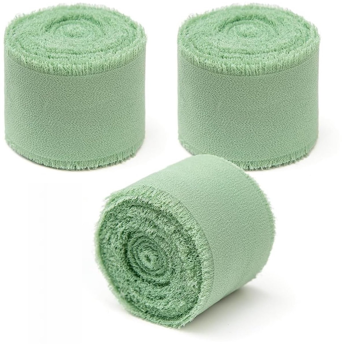 3 Rollen Eucalyptus Groene Chiffon Ribbons - Elegante Cadeaulint voor Bruiloften en Knutselen
