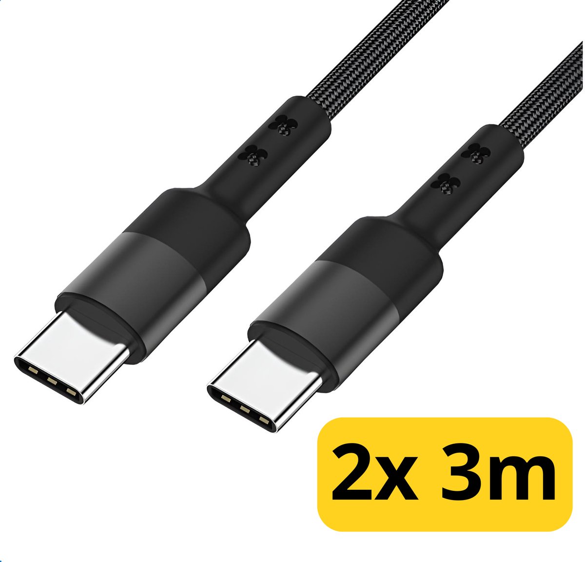 2x USB-C kabel 60W - USB-C naar USB-C - Oplaadkabel & Data - USBC kabel - Universeel - 3 Meter
