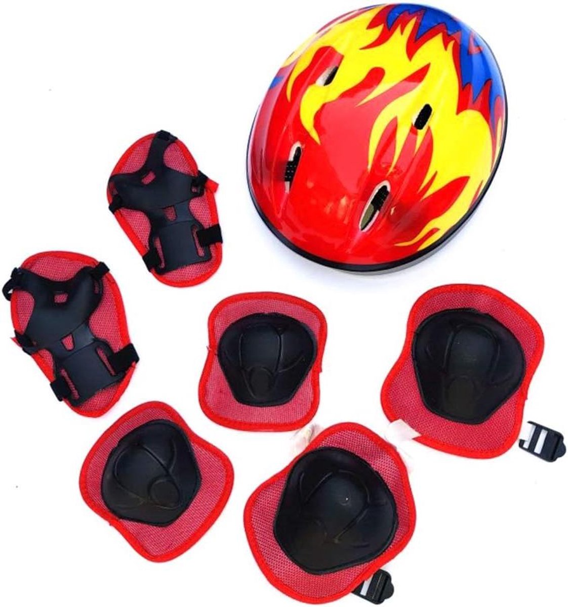 Schaatsen Kinderen Beschermingen - Skate Helm Pads - Buitensporten - Ademende Ventilatie - Hoofdomtrek 50-54cm - Rood