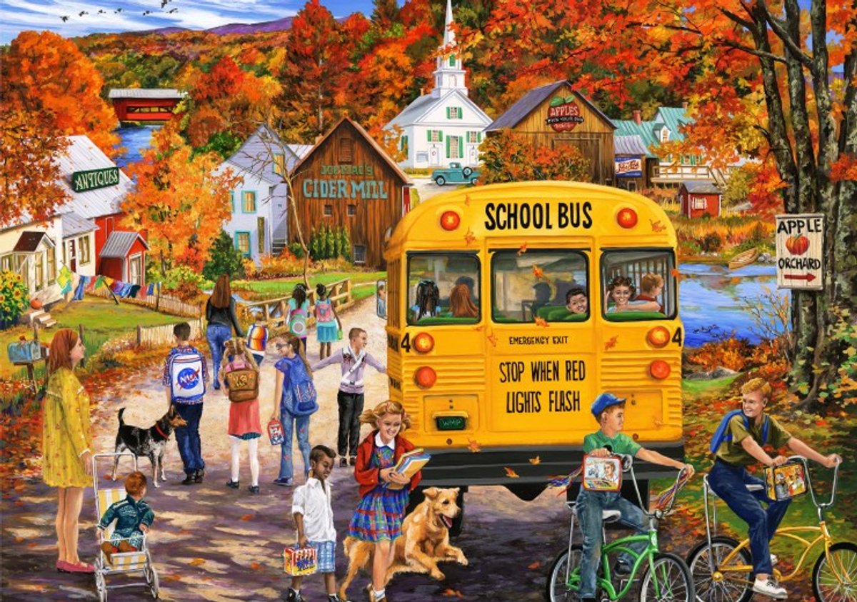 Bluebird Puzzle legpuzzel The School Bus - 2000 stukjes puzzelplezier.