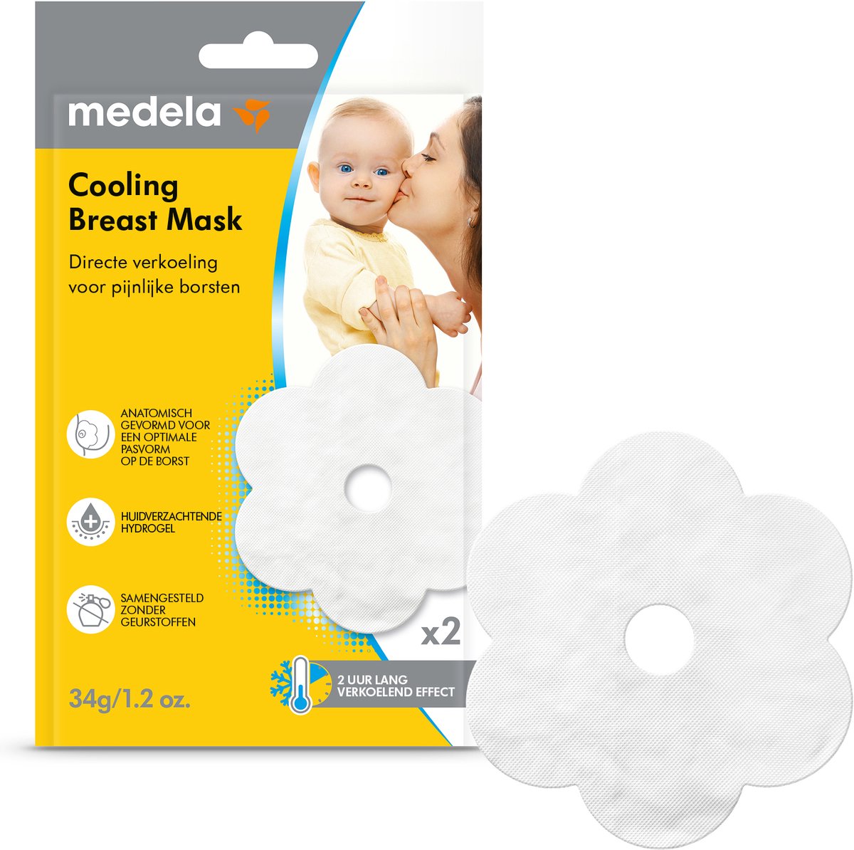 Medela Cooling Breast Mask - Koelend Borstmasker bij Gevoelige Borsten - Wegwerpbaar - 2 Stuks
