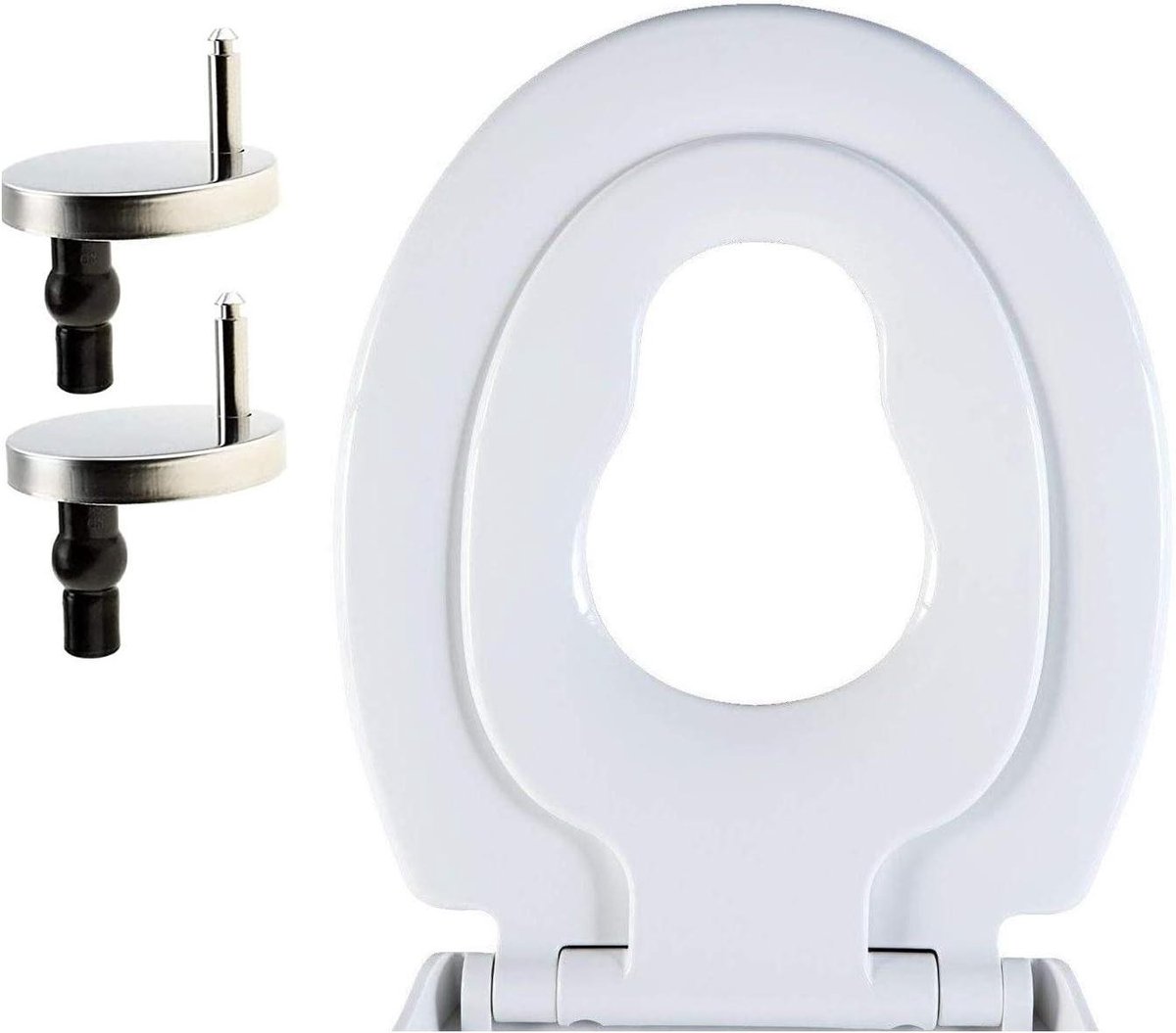 Toiletbril met kinderzitje - Familie toiletbril - Potty training - Afneembaar kinderzitje - 46x37cm - Wit