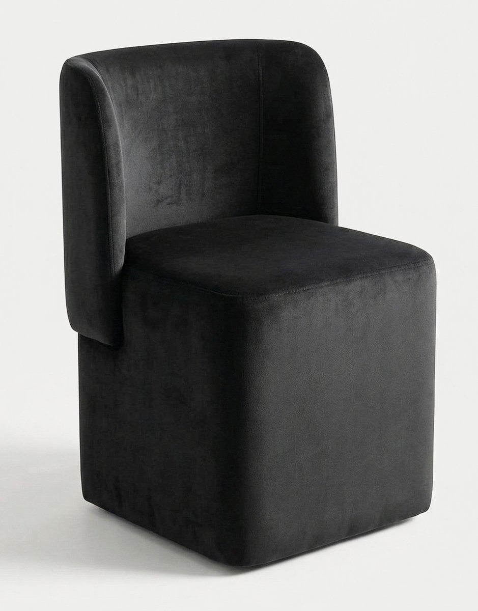 De Groen Home - NORDIC Collectie - Velvet Poef met Rugleuning - 45x50x75 cm Compacte Fauteuil - Fluweelzacht
