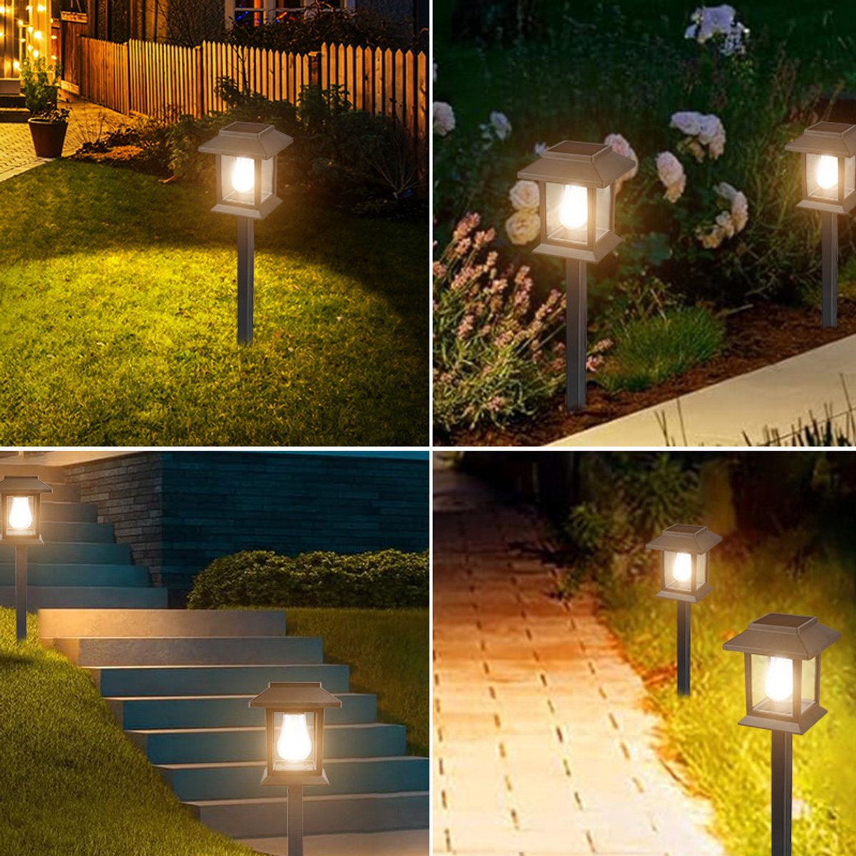 Zonne-energie buitenlamp, set van 2, waterdichte solar padlamp voor buiten, geschikt voor uw tuin, landschap, pad, binnenplaats, patio, oprit, grassprietlamp, buiten sfeervolle padlamp, stijl 3 — cadeau in Wonen & Interieur - foto 4