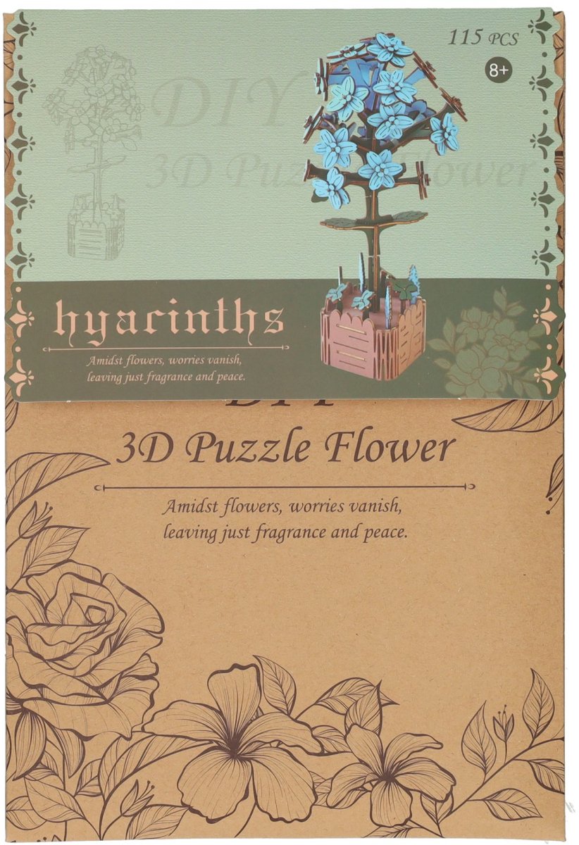 Lobbes houten bouwpakket hyacint 3D bloemen speelgoed 115-delig.