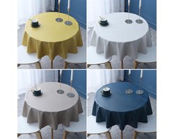 FANSU Plastic Tafelhoezen Veeg Schoon Ronde Tafelkleden Voor Circulaire Tafel, Effen Kleur PVC Tafelkleed Waterdicht Oliebestendig Tafelkleed Voor Keukenpicknick (Diameter 120cm, Marineblauw)