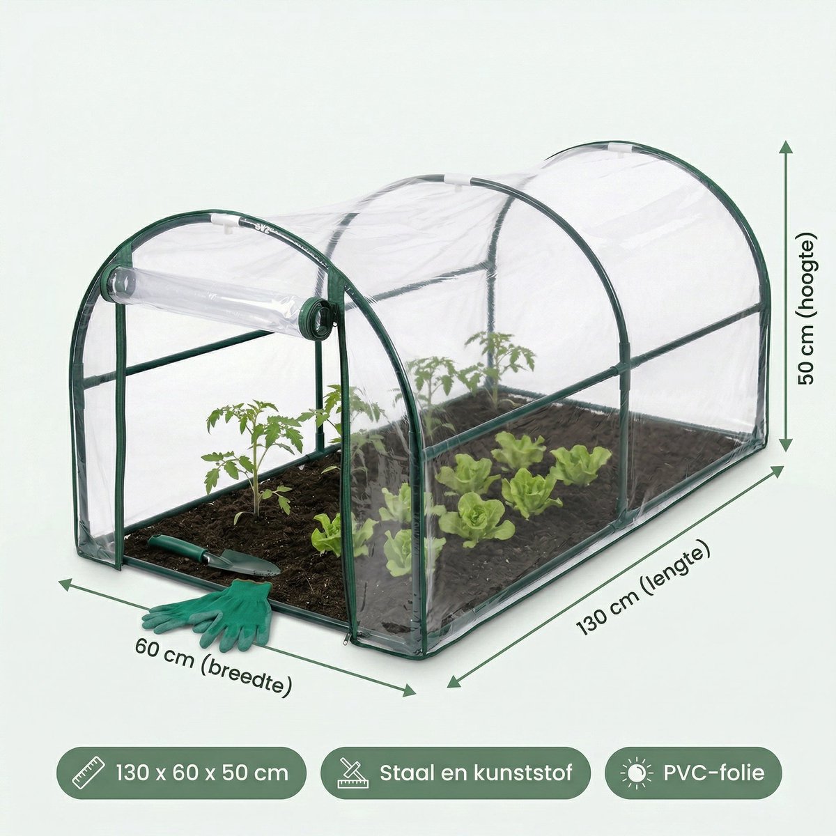 Lomera Kweekkas - Tunnelkas - Broeikas - Tuinkas - Foliekas - Kweektunnel - Folietunnel - Kas - Plantenkas - Kweektent - Tomatenkas - Tunnelserre - Serre - Tuintunnel voor Moestuin met Rits voor Groenten en Kruiden - Hobbykas - Tuin – foto 3