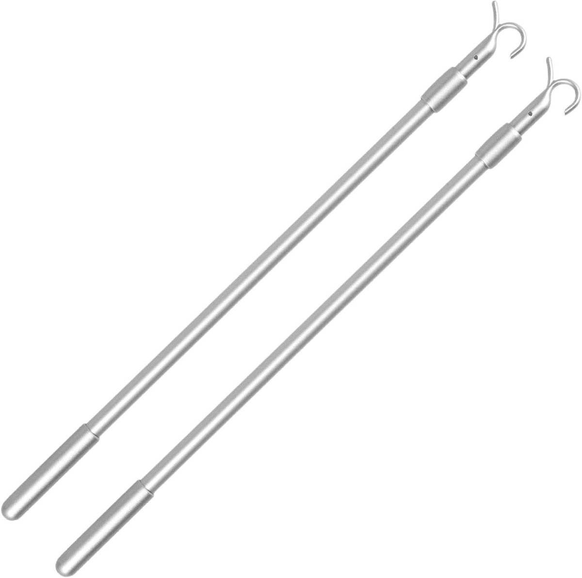 Gordijntrekstok Set - Vensterstok - Moeiteloos Gordijnen - Verstelbaar Metaal - 33-51 cm - Zilverkleurig