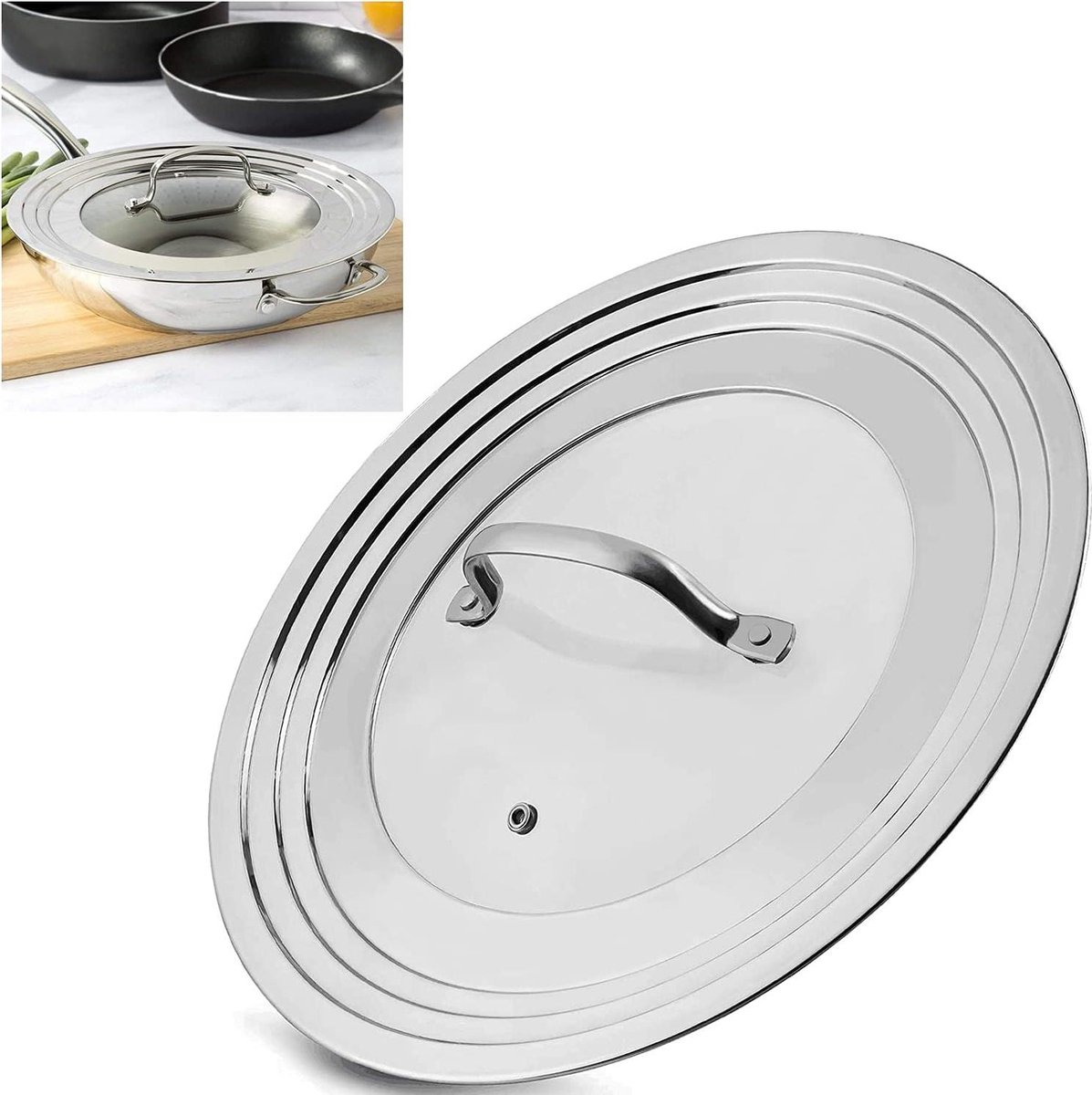 Universeel Deksel - Pot Deksel - Koken - Roestvrij Staal - 7-12 Inch - Zilver