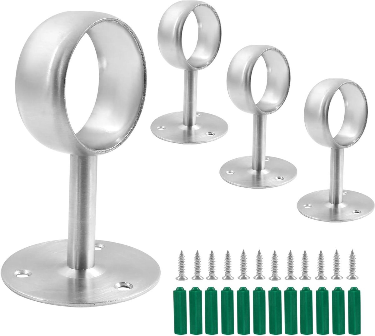 Gordijnroede Beugels - Plafond Bevestiging - Stangen Ophangen - Roestvrij Staal Driehoek - 4 Stuks 70mm - Zilver
