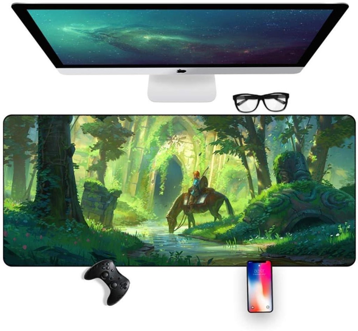 Mouse Pad The Legend of Zelda Wilderness 700X300mm Mouse Pad, Speed Gaming Mousepad, Extended XXL Large Mouse Mat with 2mm-Thick Base, for Notebooks, PC, I