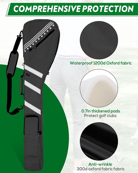 Golftas - Kleine Golftas - Oefenen op de baan - Ultra lichtgewicht - 7-10 clubs - Grijs — afbeelding 5