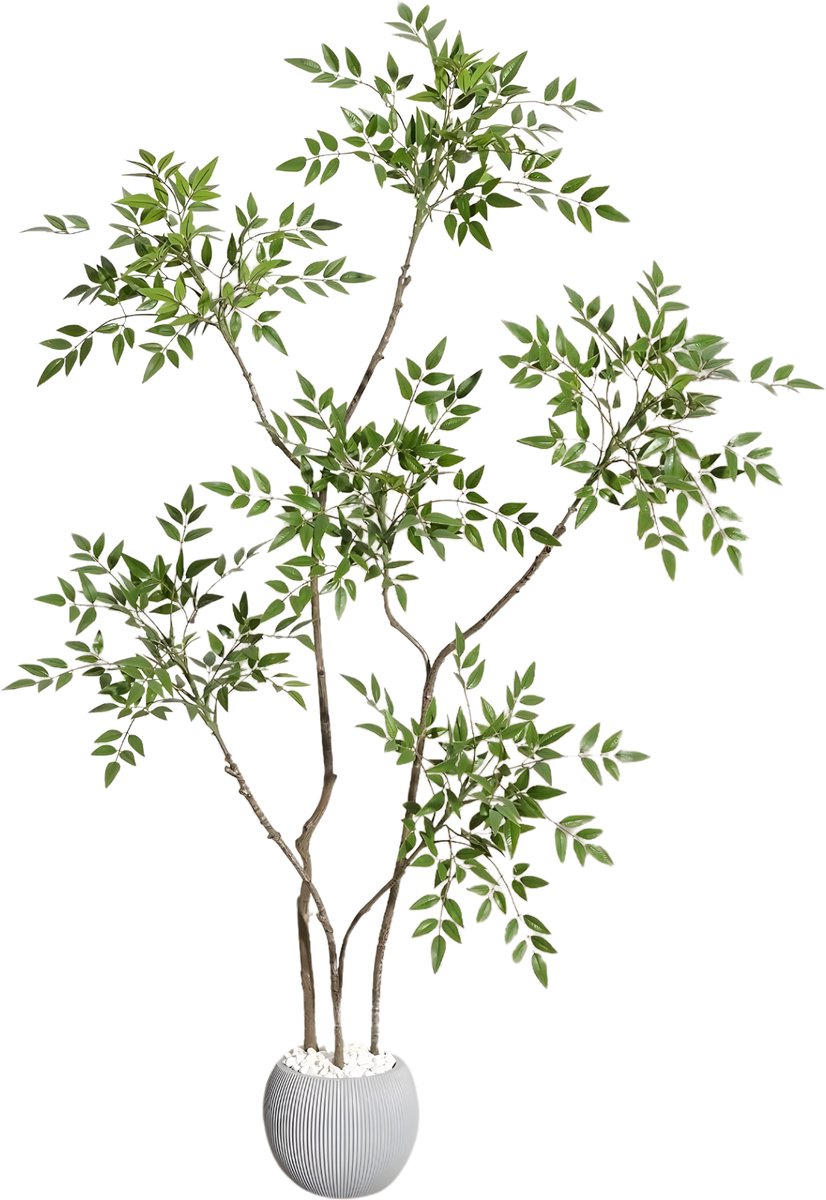 Kunstplant Nandina 150 cm - Faux Vloerplant in Pot - Groen