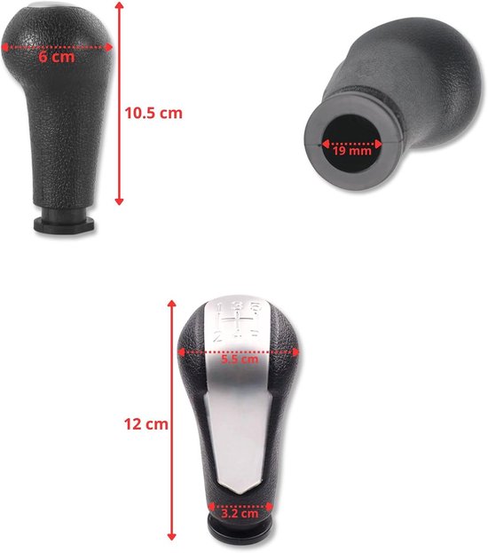 Schakelpook Set - Handmatige Versnellingspook - Auto Interieur Upgrade - 5 Versnellingen Achteruit - 30cm Hoogte - Zilver — afbeelding 3