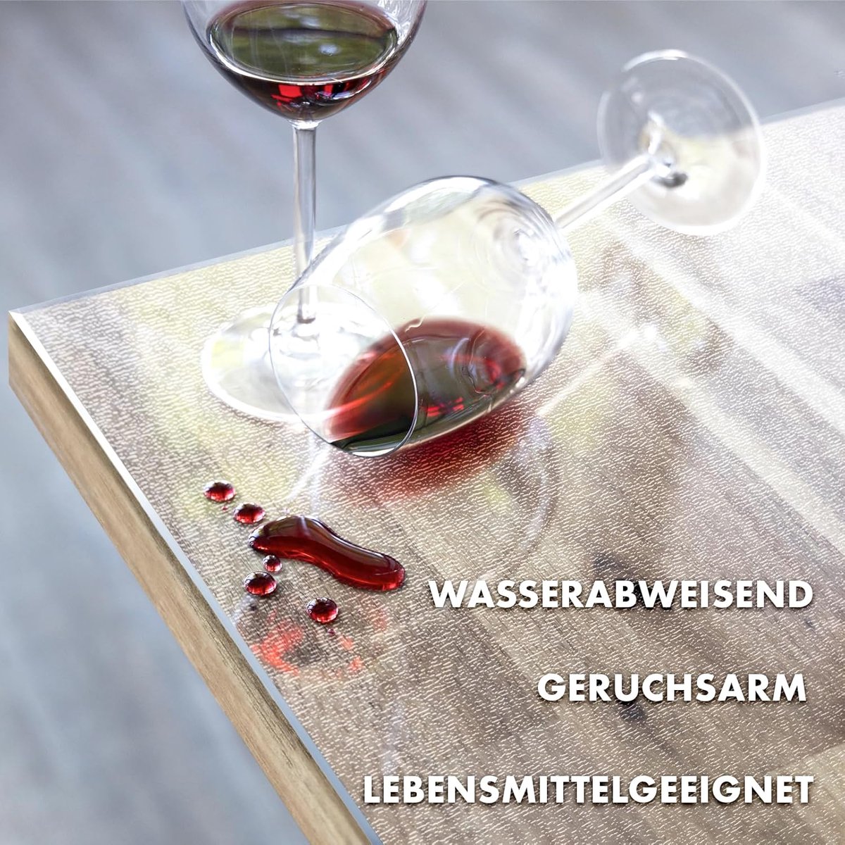 Floordirekt Transparante tafelfolie, tafelkleed met 45° geschuinde rand, grootte naar keuze, tafelfolie op maat, gemaakt in Duitsland, beschermfolie, tafelbescherming, folie L:110 x B:110 cm