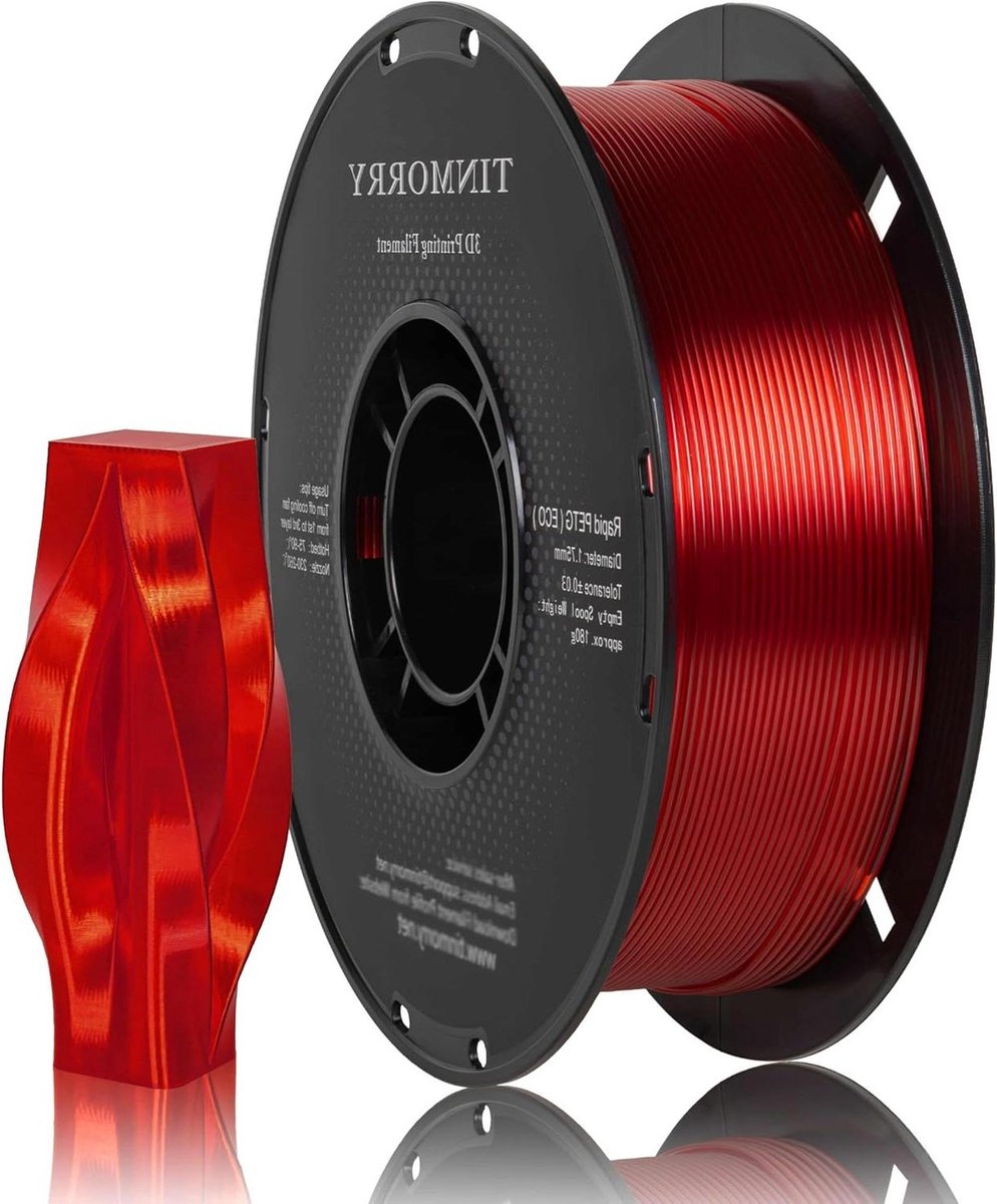 3D Printer Filament - PETG Spoel - Snelle Prints - Hoge Taaiheid - 1.75mm 1kg - Transparant Rood