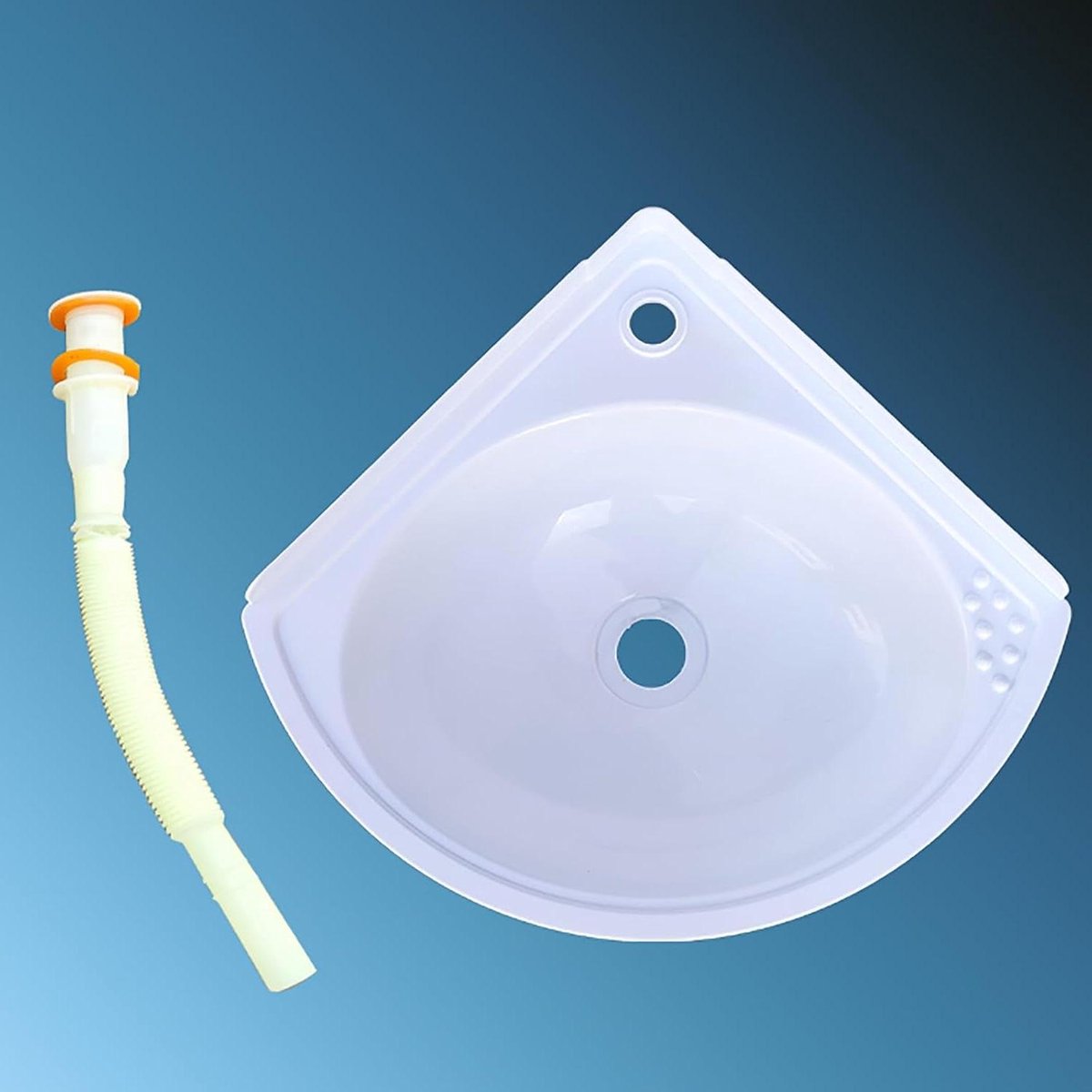 Hoekwastafel Plastic - Mini wasbak - Ruimtebesparend Monteren - Driehoekige Vorm - 27.5x27.5x39.5 cm