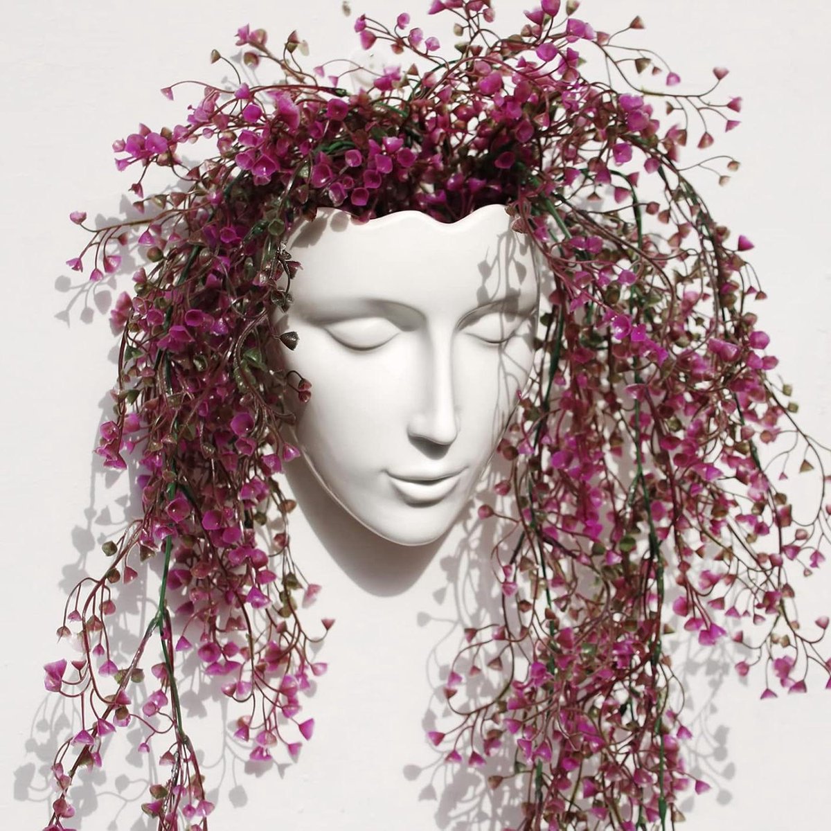 Gezicht vaas, keramische vrouwelijke vorm vaas, moderne sculptuur witte plantenbak pot, menselijk gezicht gedroogde bloemvormige vaas, muur opknoping plant pot voor home decor centerpieces, kantoor of