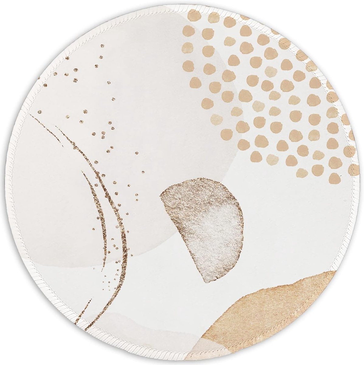 Premium Textured Mouse Pad met Gestikte Rand, Waterdicht en Antislip, Rond Design voor Gaming en Kantoor - Abstracte Kunst in Oranje, Desk Accessories voor Laptopgebruik