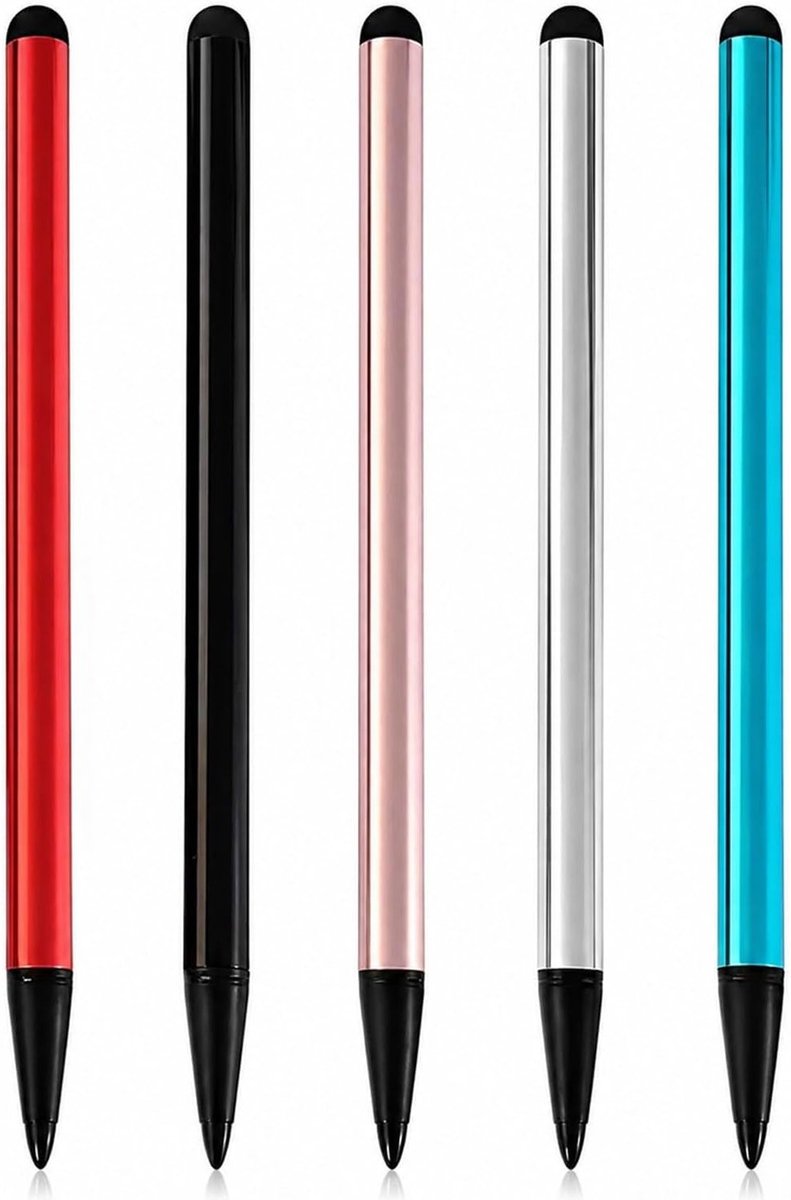 Styluspen set van 5 stuks, 2-in-1 touchscreen-pen voor tablets en smartphones, geschikt voor iPad, Android en iOS, vijf kleuren beschikbaar