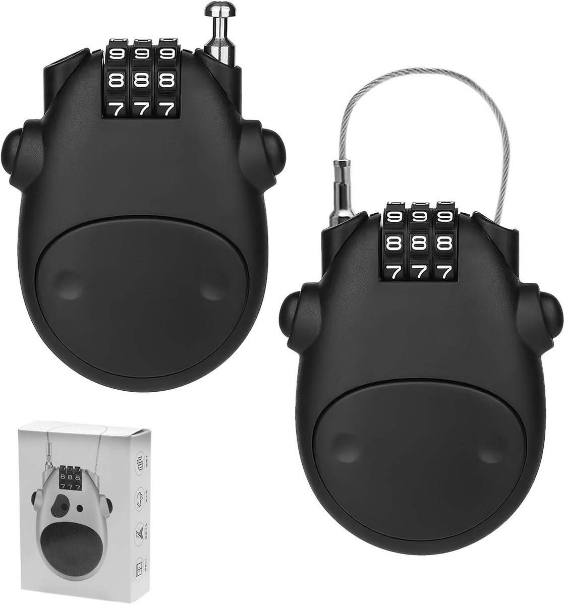 Dailygoods - Dailygoody - Kabelslot - 2 Stuks - Waterdicht en Intrekbaar - 75 cm - Cijferslot voor Fiets en Scooter - Ideaal voor Motor en Helm