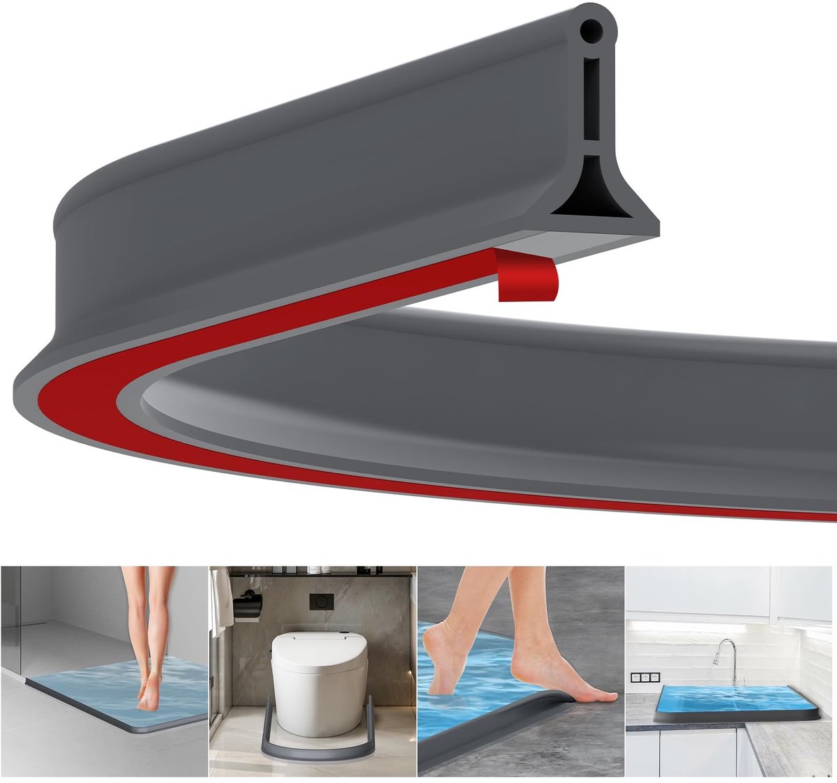 Dailygoods - Zelfklevende Douchestrip voor Waterdichte Afsluiting in Badkamer