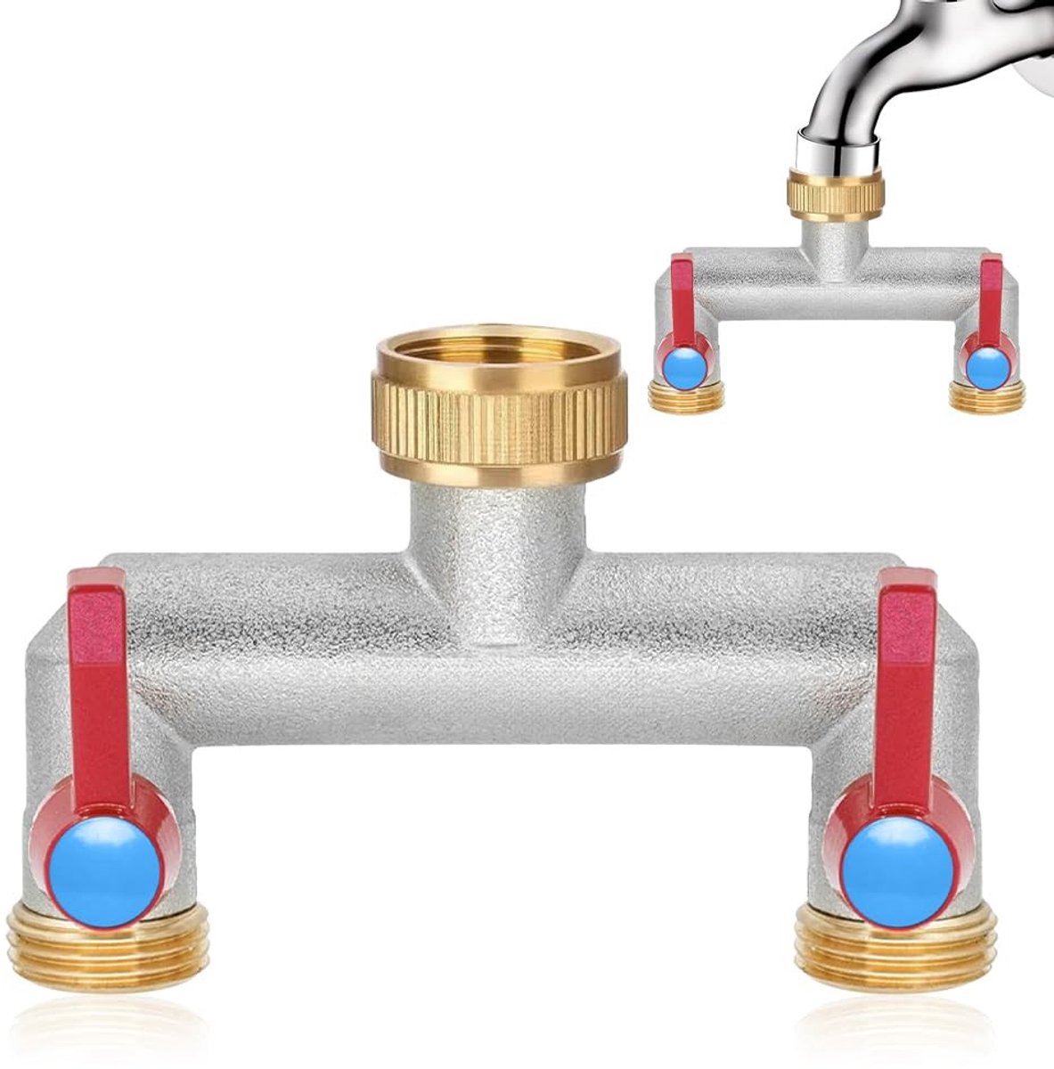 Dailygoods - 2-Weg Waterverdeler van Messing voor Tuinslangen