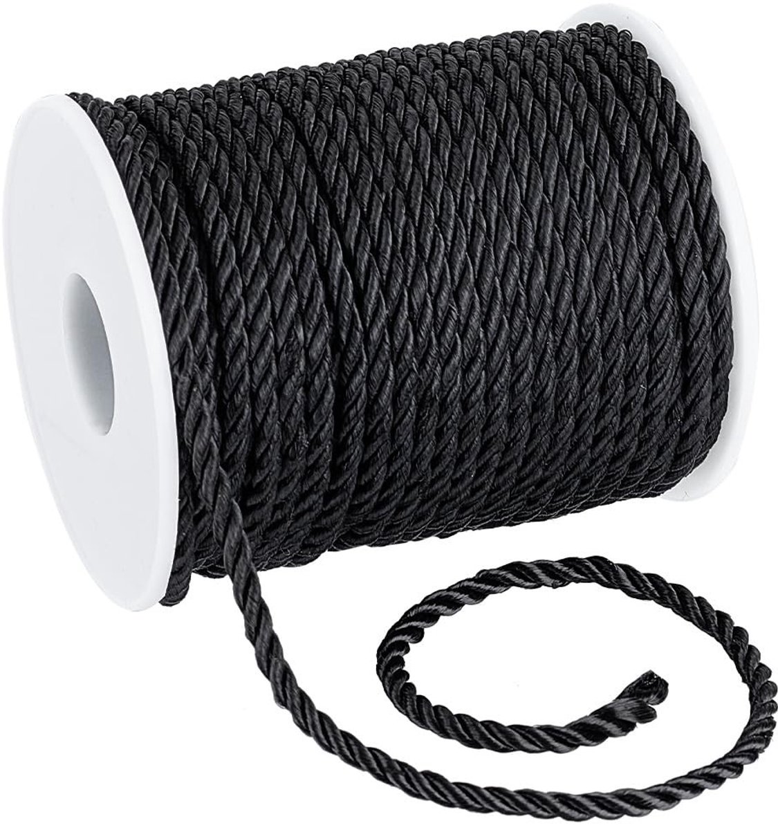 Dailygoods - Dailygoody - Zwart Gedraaid Touw - Decoratief Koord - 32,8 Meter - Sterk en Duurzaam - Voor DIY-Projecten - Huisdecoratie - Geschikt voor Ambachten