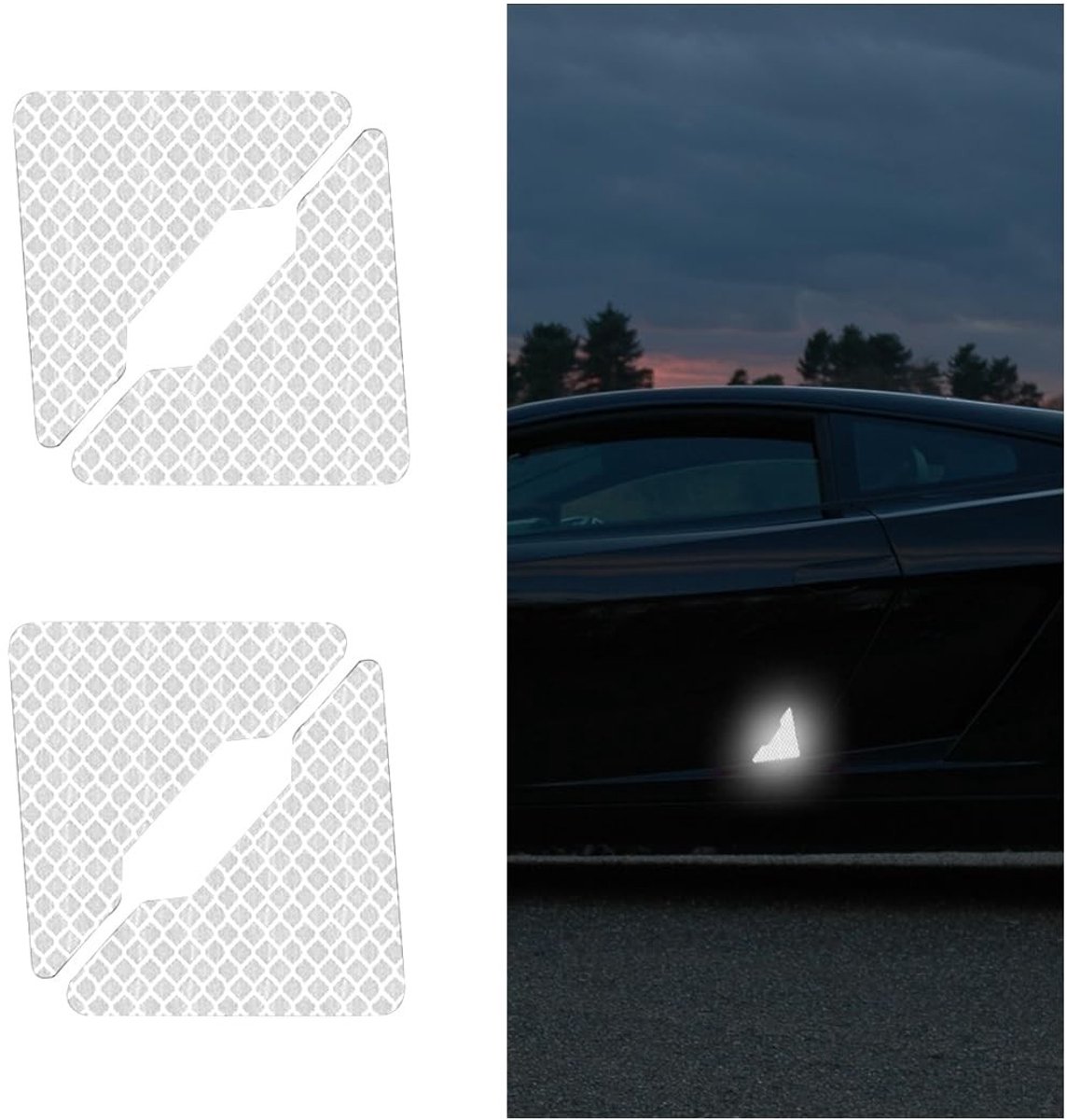 Dailygoods - Dailygoody - Reflecterende stickers - Autodeur hoek stickers - Waterdicht en duurzaam - Wit - Decoratieve accessoires - Universeel toepasbaar