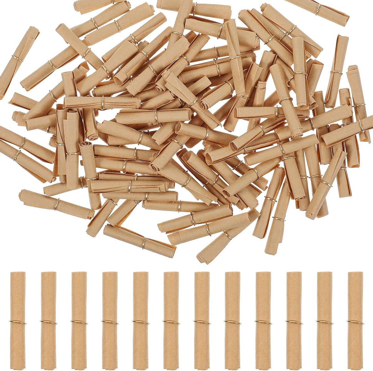 100 Stuks Vintage Mini Papieren Rollen voor Creatief Schrijven, Geluksrollen, Tombola en Feestdagen, Perfect voor Verjaardagen en Valentijnsdag