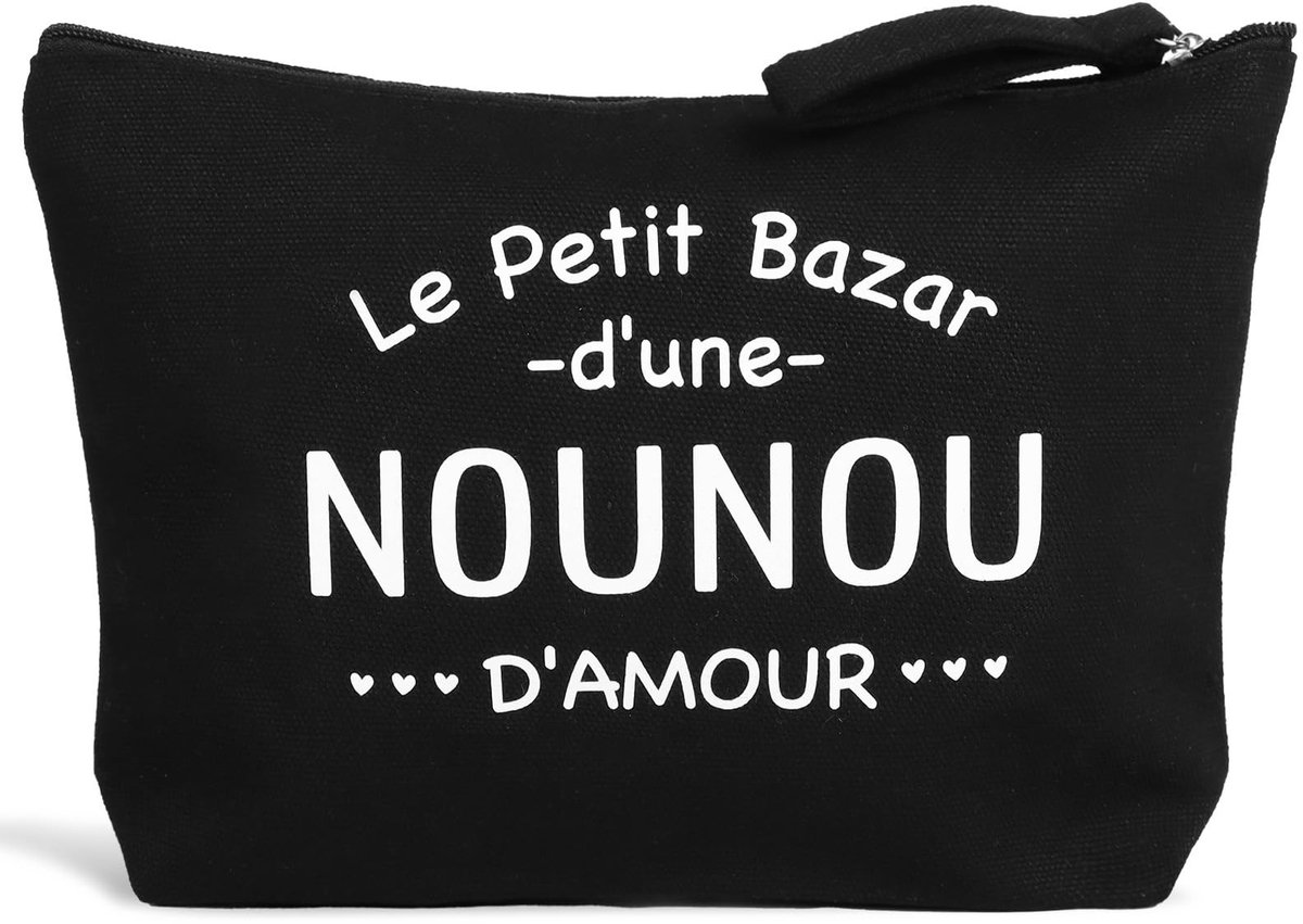 Dailygoods - Dailygoody - Nanny Make-up Tas - Herbruikbare Cosmetica Bag - Zwart met Letterprint - Ideaal voor Reizen - Handige Opbergoplossing - Geschikt voo
