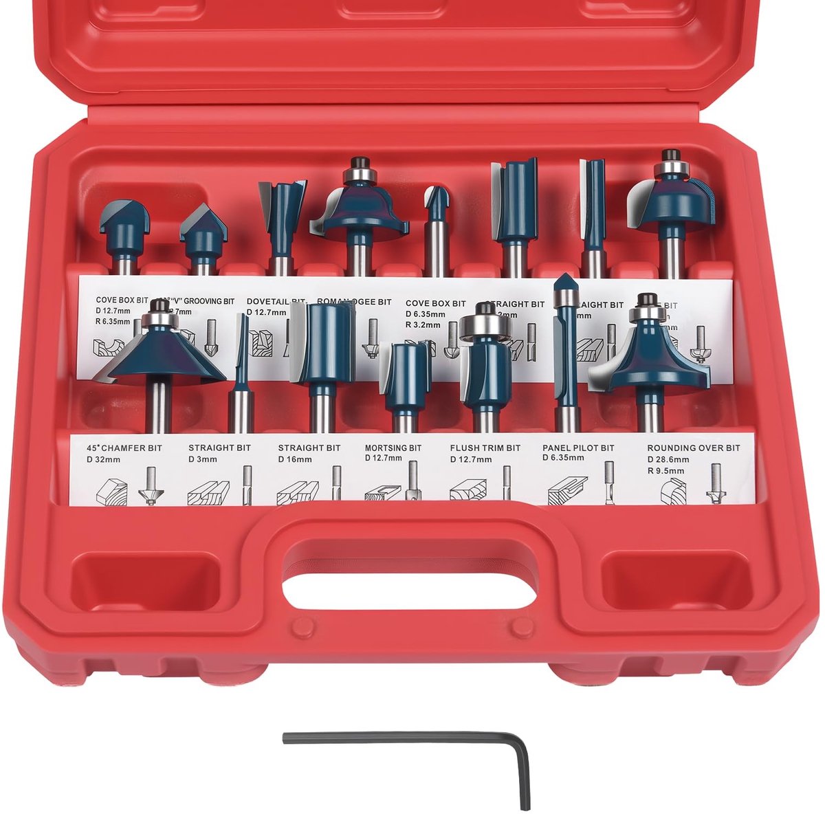 Dailygoods - Dailygoody - Frezen Set 15-delig - Houtbewerking Gereedschap - Wolfraam Carbide Snijmiddelen - 6,35mm - Precisie en Duurzaamheid - Voor Houtbewerking