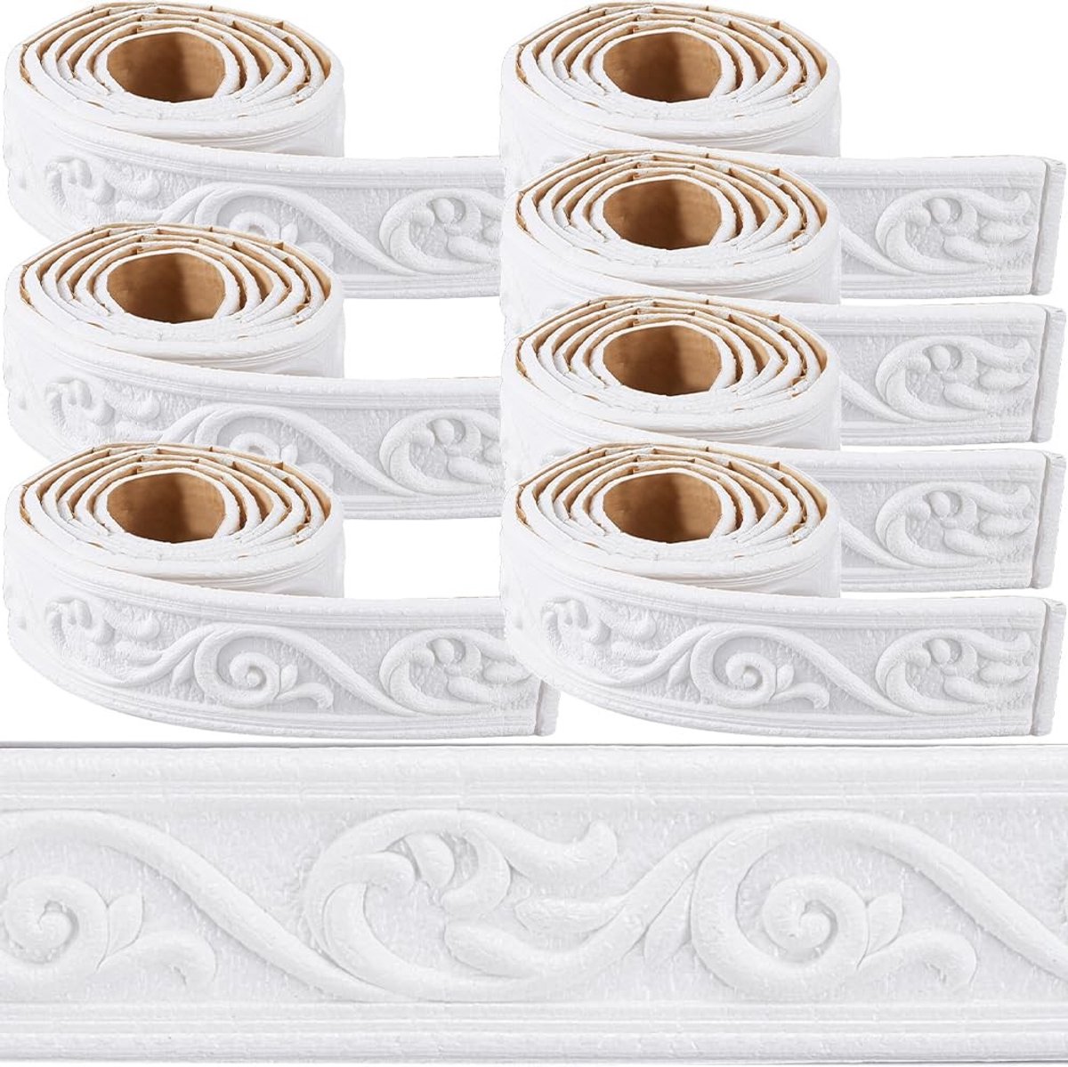 Dailygoods - Dailygoody - Zelfklevende Plinten - Decoratieve Plinten - Eenvoudig aan te brengen - Wit Foam - Vintage stijl - Perfect voor interieur - Geschikt voor