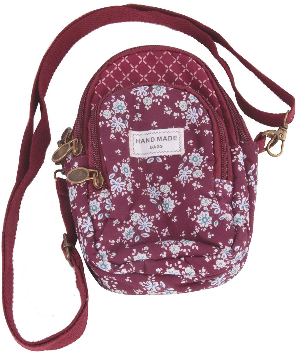 Dailygoods - Dailygoody - Mobiele Telefoon Envelope Bag - Handige Crossbody Tas - Katoen - Groene/Blauwe/Violette Kleur - Multi-Layer Wallet - Geschikt voor Smartp.
