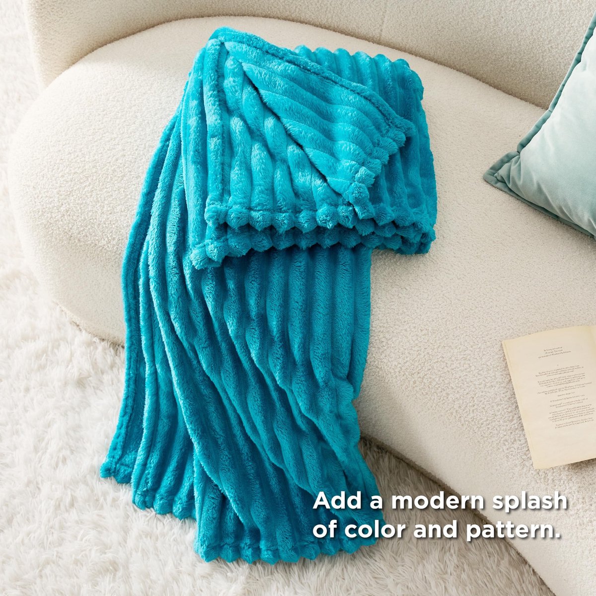Dailygoods - Dailygoody - Behaaglijke deken - Fleecedeken - Zacht en warm - Blauw - Grof corduroy - Comfortabele sprei voor bed en bank - 150 x 200 cm