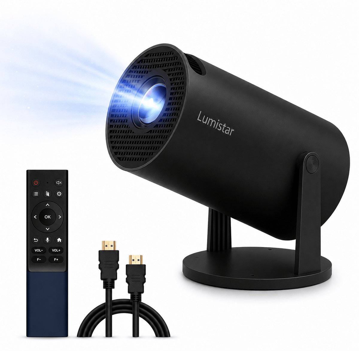 Lumistar® Premium Mini Beamer - Alles-in-één Smart TV Projector - 2026 model - Android 13.0 - WiFi 6 & Bluetooth 5.2 - 4k support - Beamer - Home Cinema - Wit