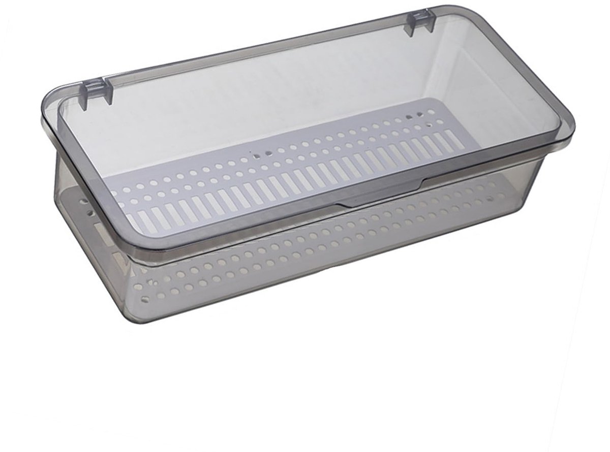 Dailygoods - Dailygoody - Bestekbak - Sneldrogend - Modieus en Stofdicht - Grijs - Opbergcontainer voor Keuken - Fockety - Geschikt voor Bestek en Keukenaccessoires