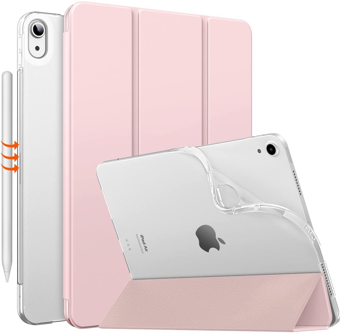 Dailygoods - Dailygoody - iPad Air Hoes - Doorzichtig - Zacht TPU - Lichtroze - Ondersteunt Pencil Pro/2 - Geschikt voor iPad Air 6e/5e/4e generatie