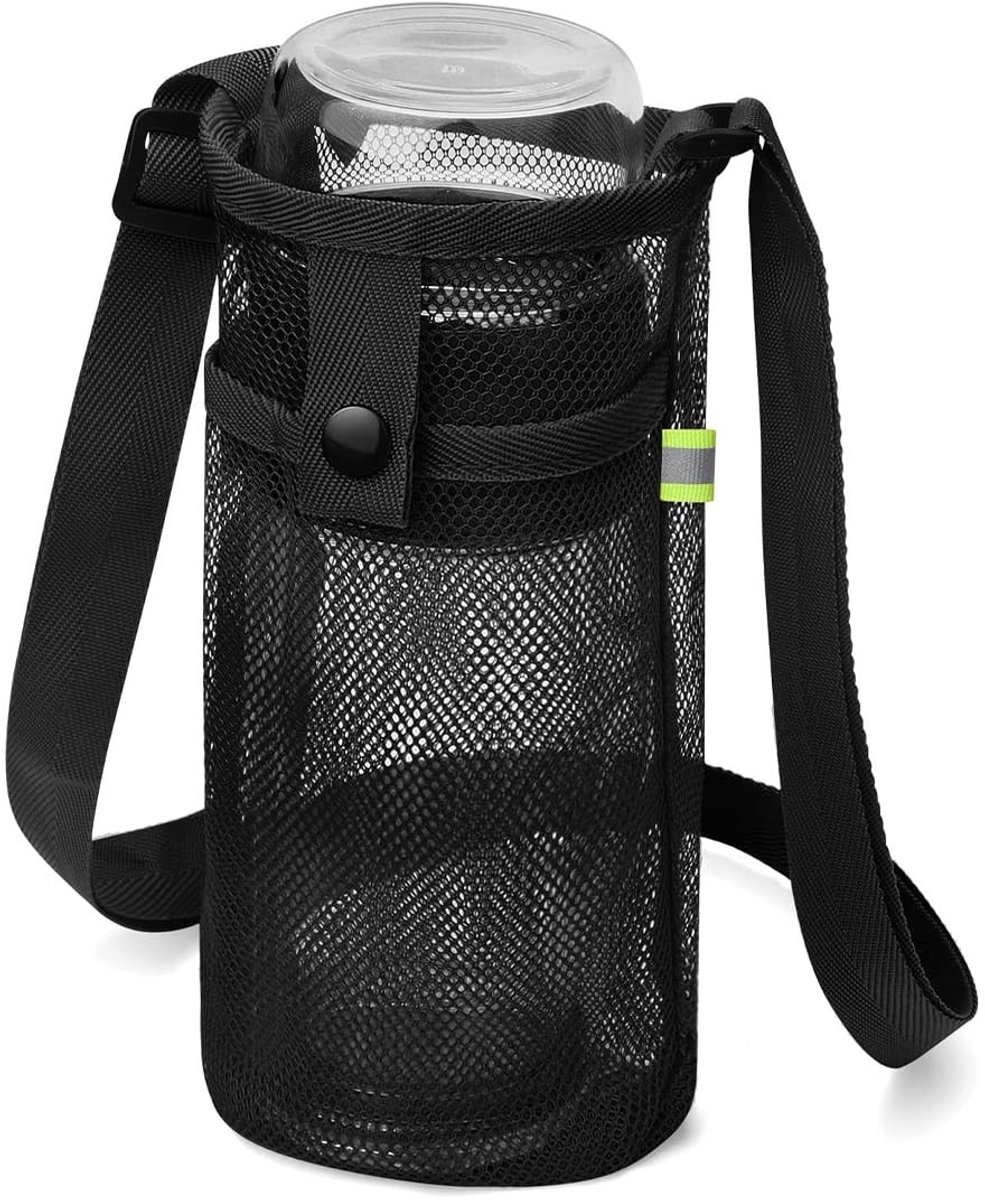 Dailygoods - Dailygoody - Waterflessentas - Verstelbare riem - Perfect voor strand en outdoor - Zwart design - Duurzaam en antislip materiaal - Geschikt voor fless..