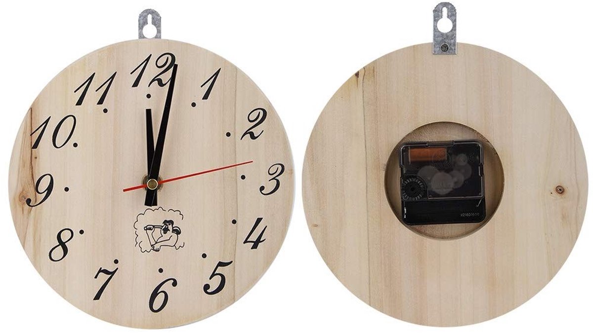 Dailygoods - Dailygoody - Sauna Clock - Decoratieve Timer - Hittebestendig - Houten Wandklok - Accessoire voor Sauna - Perfect voor Badkamer