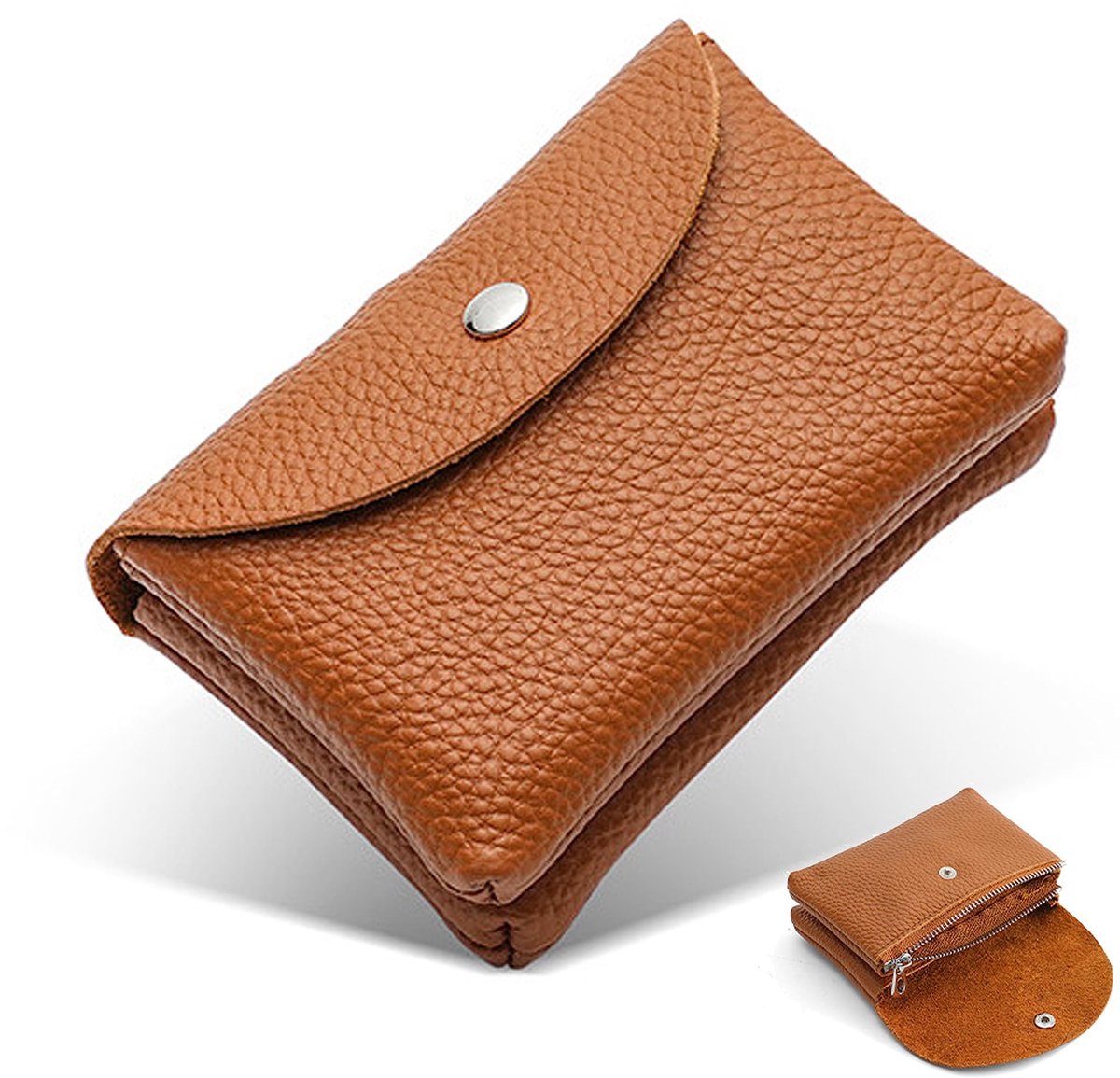 Dailygoods - Dailygoody - Damesportemonnee - Elegante mini-portemonnee - Extra licht en zacht - Bruin - Meerdere vakken - Perfect voor dagelijks gebruik - Compact ...