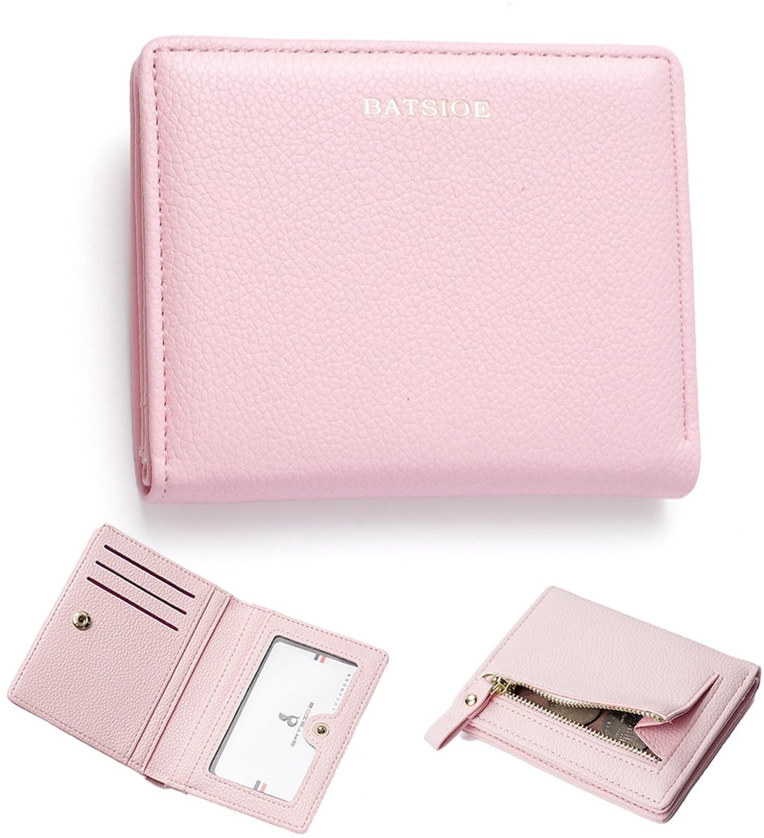 Dailygoods - Dailygoody - Kleine mini-damesportemonnee - Portemonnee met veel vakken - Roze - Compact formaat - Ideaal voor dagelijks gebruik - Handig voor vrouwen