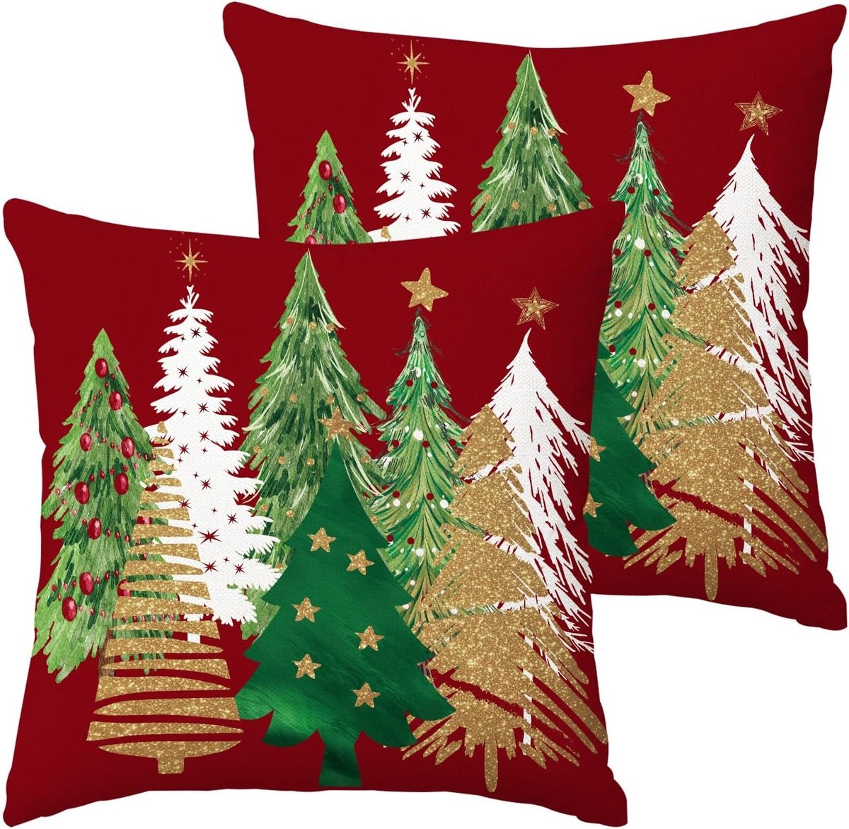 Decoratieve Kerstkussens 50 x 50 cm Set van 2 met Boerderijthema voor Sofa en Feestelijke Thuisdecoratie