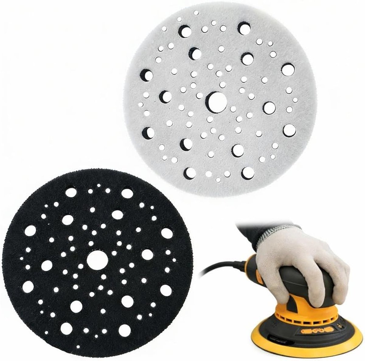 Sanding discs 150 mm met 70 gaten voor excenterschuurmachines, geschikt voor hout, metaal en kunststof, set van 2
