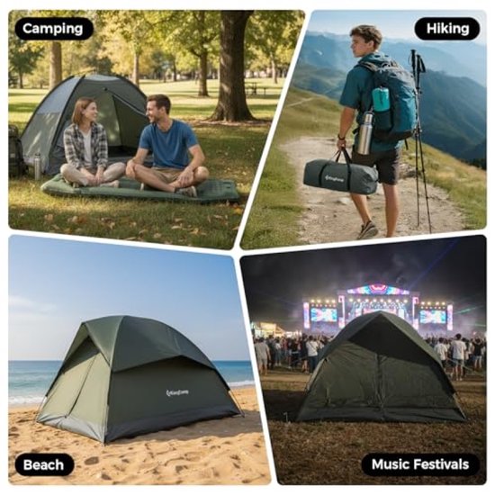 2-persoons koepeltent met afneembare regenkap, panoramisch gaasdak, PU 3000 mm waterdicht, 2,65 kg - eenvoudig op te zetten — afbeelding 5