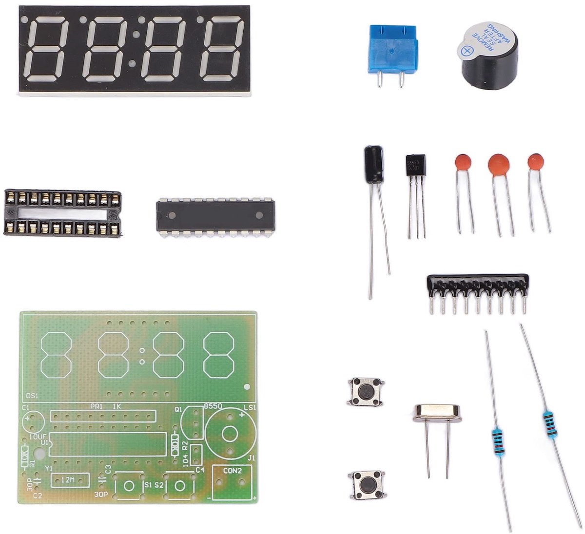 Dailygoods - Dailygoody - Digitale Elektronische Klok Kit - DIY Wekker Kit - Leerzaam en leuk project - 4-cijferige klok - Geschikt voor scholen - Inclusief soldee