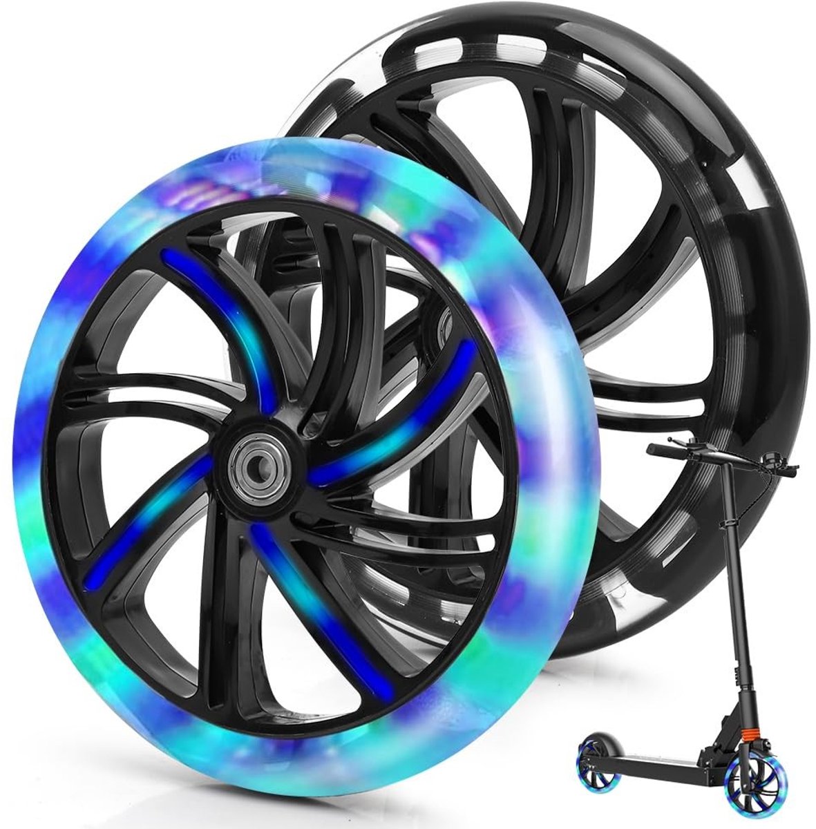 Dailygoods - Lichtgevende Scooterwielen 200 mm met Led Verlichting, Set van 2