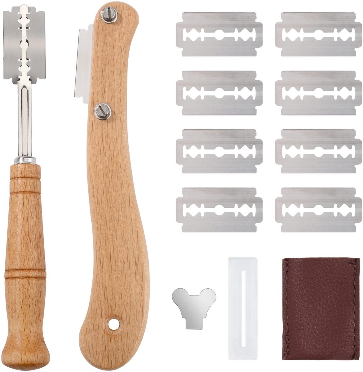 Dailygoods - Dailygoody - Bakkersmessen - Broodmes - Creatief brooddeeg maken - Houten handvat - Deegmes - Inclusief 10 scheermesjes - Geschikt voor bakliefhebbers